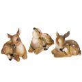 Floristik21 Reh Dekofigur Set liegend Polyresin handbemalt Winterdeko 3 Stk