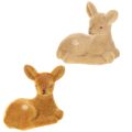 Floristik21 Deko-Figur Rehkitz liegend 8 cm Braun 6 Stück