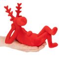 Dekofigur Rentier Kunststoff beflockt Rot liegend 24cm 2er-Set | Floristik21.de