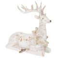 Floristik21 Dekofigur Hirsch sitzend Polyresin Weiß 30cm