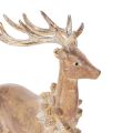 Dekofigur Hirsch Polyresin 28cm Braun mit Gold- und Silberakzenten | Floristik21.de