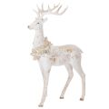 Floristik21 Dekofigur Hirsch aus Kunstharz mit Zapfenschmuck 49 cm Weiß-Grau