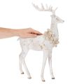 Dekofigur Hirsch aus Kunstharz mit Zapfenschmuck 49 cm Weiß-Grau | Floristik21.de
