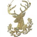 Floristik21 Rentier zum Hängen, Weihnachtsdeko, Hirschkopf, Metallanhänger Golden Antik-Optik H23cm 2St