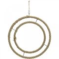 Floristik21 Doppel-Dekoring, Ring zum Dekorieren, Ring aus Jute, Boho-Stil Naturfarben, Silbern Ø41cm