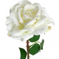 Floristik21 Weiße Rose, Kunst-Rose am Stiel, Seidenblume, künstliche Rose L72cm Ø13cm