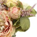 Floristik21 Rosen Kunstblumen im Bund Herbstbouquet Creme, Rosa H36cm