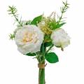 Floristik21 Rosenstrauß Künstlicher Rosenbund Creme Seidenblumen im Bouquet