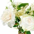 Floristik21 Rosenstrauß Künstlicher Rosenbund Creme Seidenblumen im Bouquet