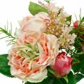 Floristik21 Rosenstrauß Künstlicher Rosen im Bund Rosa Seidenblumen Bukett