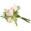 Floristik21 Kunstrosen Strauß, Seidenblumen-Bouquet, Rosen im Bund, Künstlicher Rosenstrauß Rosa L28cm
