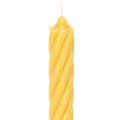 Gedrehte Stabkerzen aus Wachs, durchgefärbt, Gelb, 350 x 28 mm, 4 Stück | Floristik21.de
