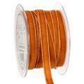 Floristik21 Dekoband Samt 10mm Orangebraun Rolle 20m Innenbereich