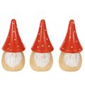 Mini-Wichtel-Figur aus Holz Fliegenpilz 10 cm Rot-Weiß 6er-Set | Floristik21.de
