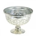 Floristik21 Glasschale mit Fuß Shabby Chic Glasdeko Champagner Ø17cm H13cm