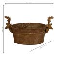 Dekoschale Metall 41 cm Rostoptik oval mit Rentierkopf | Floristik21.de