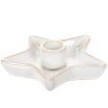 Floristik21 Kerzenhalter Stern Keramik Weiß 12cm für Stabkerzen 2er-Set