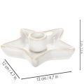 Kerzenhalter Stern Keramik Weiß 12cm für Stabkerzen 2er-Set | Floristik21.de