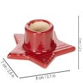 Sternförmiger Kerzenhalter aus Keramik für Stabkerzen, 8 cm, Rot, 2 Stück | Floristik21.de