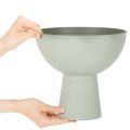 Metallschale mit Standfuß 25cm graugrün für Innenbereiche | Floristik21.de
