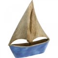 Floristik21 Deko Segelboot Holz Mango, Holzschiff Blau H27,5cm