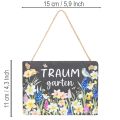 Gartenschild Schiefer 15 cm Blumenmotiv Traumgarten mehrfarbig mit Juteband | Floristik21.de