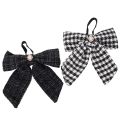 Floristik21 Karierte Stoffschleifen mit Brosche und Aufhänger 21x24cm Schwarz Weiß 2 Stück