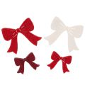 Floristik21 Dekoschleifen aus Holz 5 cm, Rot, Weiß, Bordeaux, 48 Stück, Weihnachtsdekoration/Bastelbedarf
