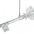 Floristik21 Christbaumschmuck Schlüssel, Advent, Baumanhänger mit Glitzer Transparent/Silbern L14,5cm Kunststoff 12St