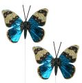 Floristik21 Schmetterling Blau 7,5cm glänzend 4St