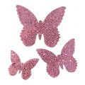 Floristik21 Streudeko Schmetterling Pink-Glitter  5/4/3cm 24St