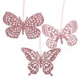 Floristik21 Dekohänger Schmetterling Pink Glitter 8cm 12St