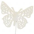 Floristik21 Blumenstecker Schmetterling Weiß 26cm 15St