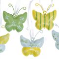 Floristik21 Schmetterling zum Hängen Metall Gelb, Grün, Weiß Sortiert Osterdeko 12St