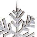 Floristik21 Schneeflocke Silber zum Hängen Ø8cm - Ø12cm 9St