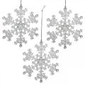 Floristik21 Deko-Schneeflocke, Winterdeko, Eiskristall zum Hängen, Weihnachten H10cm B9,5cm Kunststoff 12St