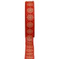 Floristik21 Weihnachtsband Geschenkband Schneeflocken Rot 25mm 20m