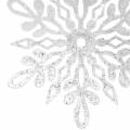 Floristik21 Schneeflocke zum Hängen 14,5cm Transparent, Glitzer 12St