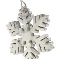 Floristik21 Schneeflocken aus Holz weiß-grau sort. 7-12cm 6St