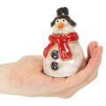 Schneemann-Figur Keramik 10cm Rot Schwarz Handbemalt Innenbereich | Floristik21.de