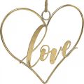 Floristik21 Schriftzug Love Herz Deko Metall Gold zum Aufhängen 27cm