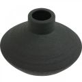 Schwarze Keramik Vase Deko Vase flach bauchig H10cm