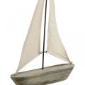 Floristik21 Segelboot, Boot aus Holz, Maritime Deko Shabby Chic Naturfarben, Weiß H37cm L24cm