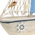 Floristik21 Deko-Segelboot Holz Blau Weiß Natur 20x4cm H30cm