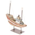 Floristik21 Dekoratives Holzboot Schiffsmodell 20 cm, Mehrfarbig mit Metallstandfuß