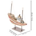Dekoratives Holzboot Schiffsmodell 20 cm, Mehrfarbig mit Metallstandfuß | Floristik21.de