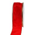 Floristik21 Seidenband Rot mit Goldkante 40mm 25m