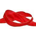 Floristik21 Seidenband Rot mit Goldkante 40mm 25m