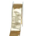 Floristik21 Geschenkband Gold mit Drahtkante 40mm 25m