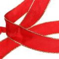 Floristik21 Seidenband Rot mit Goldkante 25mm 25m